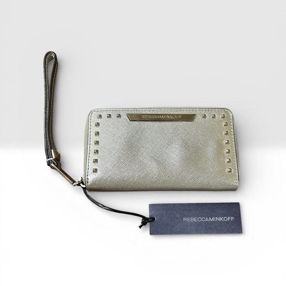 Rebecca Minkoff Handbags - Rebecca Minkoff Metallic Silver Wristlet Olivia Tech NWT Style: S182E140-140